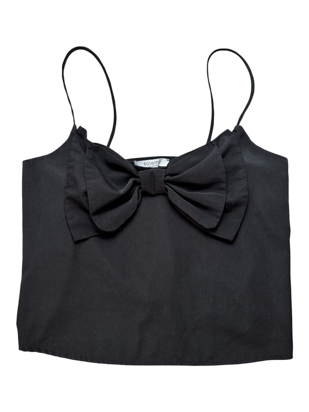 Solemio Black Bow-Front Spaghetti Strap Cami
